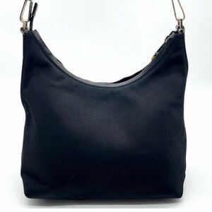 Gucci Black Canvas Shoulder Bag with Gold-Tone Hardware